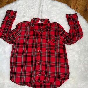 Victoria's Secret Red and Green Plaid Shirt